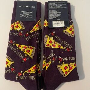 American eagle pizza Christmas socks, merry Crustmas, brand new